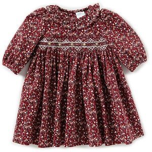 Luli & Me Red Smocked Christmas Dress Size 12 M